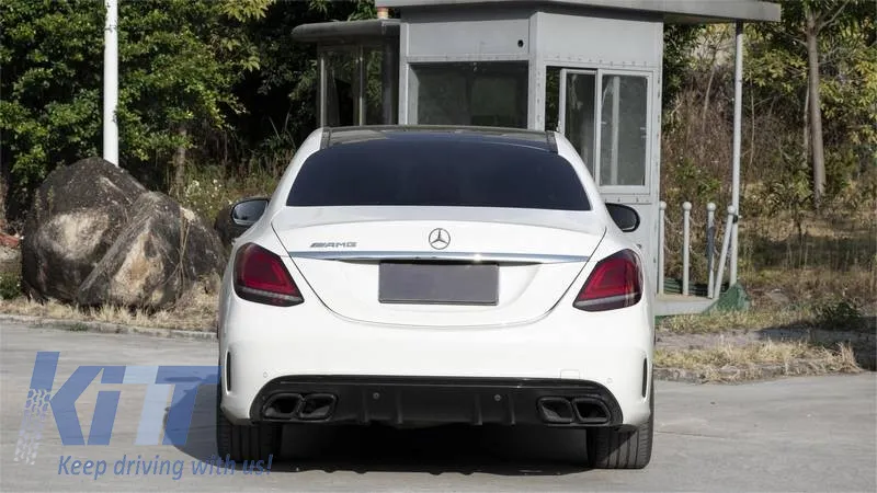 Body Kit suitable for Mercedes-Benz C-Class W205 14-20 Sedan A Design C63s Facelift Look With Fenders, Hood, Grille & Exhaust Pipes Black Edition