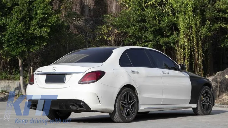 Body Kit suitable for Mercedes-Benz C-Class W205 14-20 Sedan A Design C63s Facelift Look With Fenders, Hood, Grille & Exhaust Pipes Black Edition