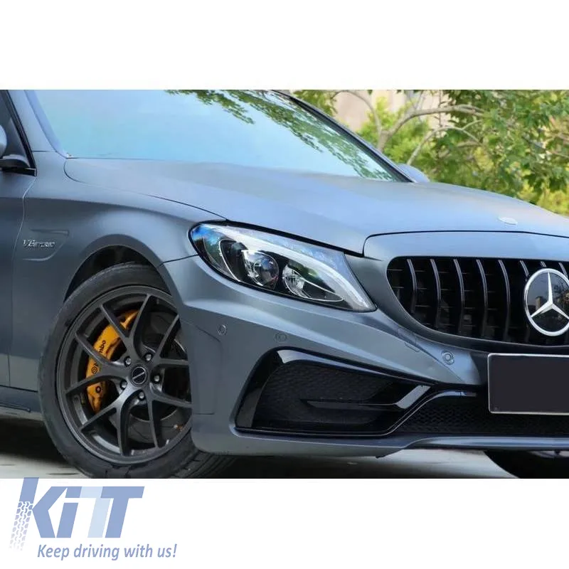 Body Kit suitable for Mercedes-Benz C-Class W205 14-20 Sedan A Design C63s Facelift Look With Fenders, Hood, Grille & Exhaust Pipes Black Edition