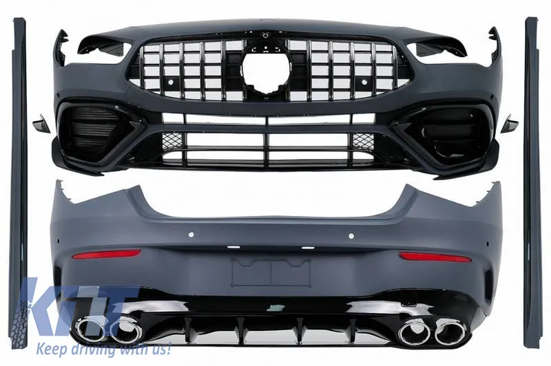 Body kit suitable for Mercedes-Benz CLA C118 Sedan X118 Shooting Brake (2019-up) CLA45s A Design Look With Grille & Exhaust Tips Chrome