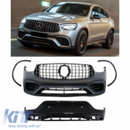 Body Kit suitable for Mercedes-Benz GLC Coupe Facelift C253 Sport Line (2020+) GLC63Amg Look with Bumpers, Grill, Exhaust Tips, Fender Flares