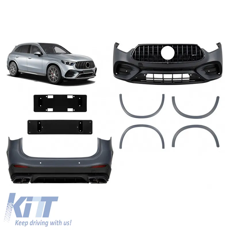 Body Kit suitable for Mercedes-Benz GLC SUV X254 (2022+) GLC63Amg Look Night Package with Bumpers, Grill, Exhaust Tips