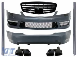 image-79-Body Kit suitable for MERCEDES Benz W221 S-Class 2005-2011 S63 S65 A-Design with Exhaust Muffler Tips Black Edition SWB