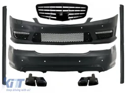 image-54-Body Kit suitable for MERCEDES Benz W221 2005-2011 A-Design with Central Grille Piano Black and Exhaust Muffler Tips Black Edition