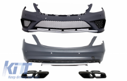 Body Kit suitable for MERCEDES Benz W222 S-Class (2013-06.2017) S65 Design with Exhaust Muffler Tips Black - COCBMBW222AMGS65B