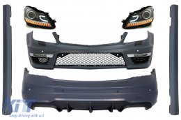 Body Kit suitable for Mercedes C-class W204 (2007-2015) Facelift C63 Design with LED Headlights - COCBMBW204C63HL