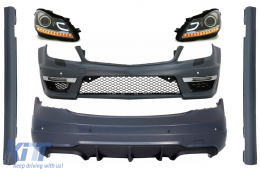 Body Kit suitable for Mercedes C-Class W204 (2007-2015) Facelift C63 Design with LED Headlights - COCBMBW204C63HL