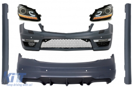 image-50-Body Kit suitable for Mercedes C-Class W204 (2007-2015) Facelift C63 Design with LED Headlights