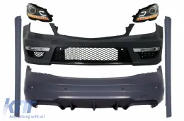 image-76-Body Kit suitable for Mercedes C-class W204 (2007-2015) Facelift C63 Design with Headlights Daytime LED DRL