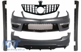 image-5-Body Kit suitable for MERCEDES C-Class W204 Facelift C63 T-Modell S204 Station Wagon Estate with Front Grille GT-R Panamericana Design Black