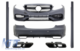 Body Kit suitable for Mercedes E-Class W212 Facelift (2013-2016) with Exhaust Muffler Tips E63 Design Shiny Black Edition
