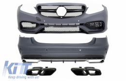 Body Kit suitable for Mercedes E-Class W212 Facelift (2013-2016) with Exhaust Muffler Tips Black E63 Design Piano Black - COCBMBW212FAMGBRB