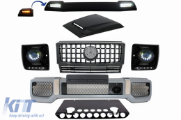 Body Kit suitable for Mercedes G-Class W463 (2005-2012) with Grille GT-R Panamericana Design LED Bi-Xenon Headlights