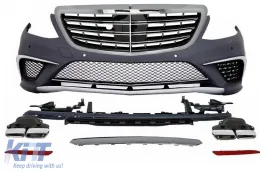 image-21-Body Kit suitable for Mercedes S-Class W222 Sport Line Package (2013-06.2017) S63 Design With Central Grille Chrome