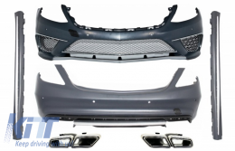 Body kit suitable for Mercedes S-Class W222 (2013-06.2017) Bumper with Side Skirts and Exhaust Tips S63 Look LWB - COCBMBW222AMGS63