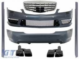 Body Kit suitable for Mercedes W221 S-Class (2005-2011) S63 S65 Design with Front Grille and Exhaust Muffler Tips