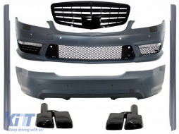 Body Kit suitable for Mercedes W221 S-Class (2005-2011) S63 S65 Design with Front Grille and Exhaust Muffler Tips