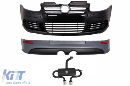 Body Kit suitable for VW Golf 5 (2005-2007) R32 Design Exhaust System Front Bumper Piano Black - COCBVWG5R32BES