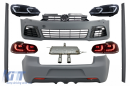 Body Kit suitable for VW Golf VI 6 MK6 (2008-2013) R20 Design with Exhaust System - COCBVWG6R20PDCRCES