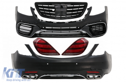 image-71-Body Kit & Taillights Full LED with Sequential Dynamic Turning Lights and Grille Piano Black suitable for Mercedes S-Class W222 (2013-06.2017) S63 Design
