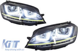 
Body kit VW Golf 7 VII (2012-2017) modellekhez, R400 Dizájn, Első lámpa 3D LED nappali menetfény és futófényes irányjelző-image-6000178