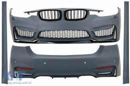Body Kit with Central Grilles Kidney Double Stripe suitable for BMW 3 Series F30 (2011-2019) M3 CS Look Without Fog Lights - COCBBMF30M4FG