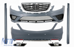 image-50-Body Kit with Exhaust Muffler Tips Chrome and Front Grille suitable for Mercedes S-Class W222 (2013-06.2017) S63 Design