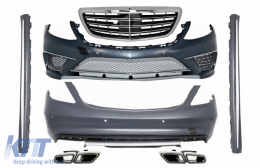 Body Kit with Exhaust Tips suitable for Mercedes W222 S-Class (2013-07.2017) S65 S63 Design