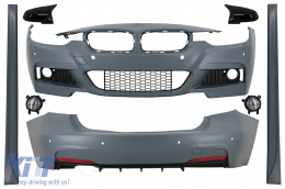 Body Kit with Fog Light Projectors and Mirror Covers suitable for BMW 3 Series F30 (2011-2019) M-Technik Design - COCBBMF30MTFLB