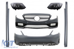 Body Kit with Full LED Headlights suitable for Mercedes C-Class W205 Sedan (2014-2018) C63 Design - COCBMBW205AMGCFX