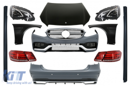 Body Kit with LED Headlights and Light Bar Taillights suitable for Mercedes E-Class W212 Facelift (2013-2016) E63 Design - COCBMBW212FAMGCHLTL