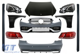 Body Kit with LED Headlights and Light Bar Taillights suitable for Mercedes E-Class W212 Facelift (2013-2016) E63 Design