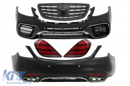 image-67-Body Kit with Taillights Full LED Sequential Dynamic Turning Lights and Grille Matte Black suitable for Mercedes S-Class W222 (2013-06.2017) S63 Design