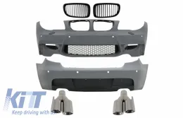 image-75-Bodykit für BMW 1er E81 E87 04-11 M-Technik Sport Look Auspuffblenden Chrom PDC