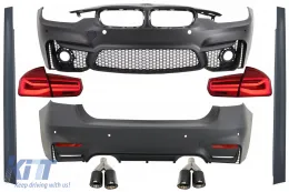 image-40-Bodykit für BMW 3 F30 11-19 LED Rücklichter Dynamisch Dual Zwilling Auspuff Tipps Kohlenstoff