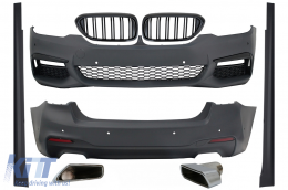 image-75-BodyKit für BMW 5er G30 17-19 Stoßstange Auspuffspitzen M-Tech Look ohne Distronic