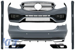 image-20-Bodykit für Mercedes E W212 Facelift 2013-2016 E63 Look Schwarz Auspuff Tipps