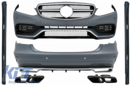 image-21-Bodykit für Mercedes E W212 Facelift 2013-2016 E63 Look Schwarz Auspuff Tipps