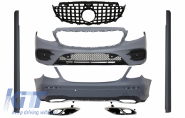 image-51-BodyKit für Mercedes E W213 16-19 Stoßstange Kühlergrill Schwarz GTR Look Sport