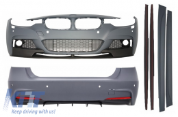 image-7-BodyKit Stoßstange PDC für BMW 5er F30 11+ M Sport Look Diffusor Einzelauspuff
