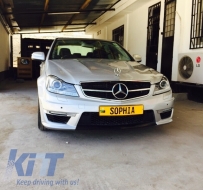 Bodykit Umbau für Mercedes W204 07-14 Scheinwerfer C-Klasse Facelift C63 Look-image-5995080