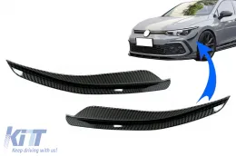 image-2-Bočne peraje prednjeg branika prikladne za VW Golf 8 Branik MQB GTI / R-Line (2020-Up) Carbon Look