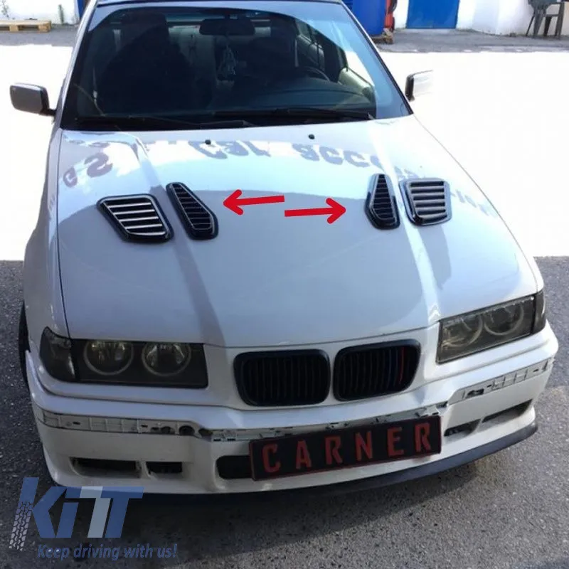 Bonnet Air Vent suitable for BMW GTR Style 33 x 11 x 1.5cm Black 2 Pcs