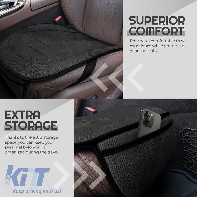 Bottom Seat Cushion With Front Pocket Otom From Linen Fabric Black CBLN-101 1 Piece