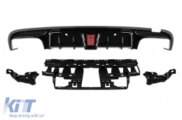 Brabus type diffuser suitable for rear A Design bumper on Mercedes C-Class W205 2013-2019 -oo--oo- - ABMERA6011454