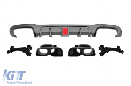 Brabus type diffuser with black tips suitable for rear A Design bumper on Mercedes E-Class W213 sedan 2016-2022, carbon color, -oo--oo- - ABMERA6009649