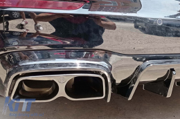 Brabus type diffuser with black tips suitable for rear A Design bumper on Mercedes E-Class W213 sedan 2016-2022, carbon color, -oo--oo--image-6149044