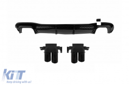 Brabus type diffuser with black tips suitable for rear A Design bumper on Mercedes S-Class W223 after 2020 -oo--oo- - ABMERA6009834