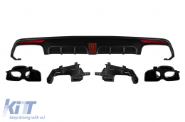 Brabus type diffuser with black tips suitable for rear A Design bumper on Mercedes S-Class W222 2013-2017 -oo--oo- - ABMERA6011542