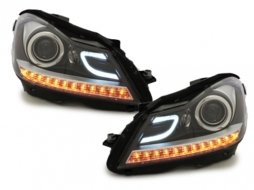 Brostinós profylaktíras gia Mercedes C W204 2012-2014 C63 Facelift Look Headlights LED DRL-image-5998020